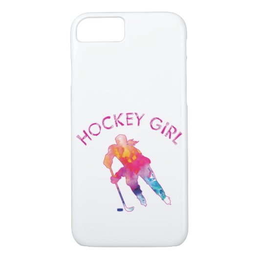 Pink Hockey Girl Player Watercolor Case-Mate iPhone Hülle (Rückseite)
