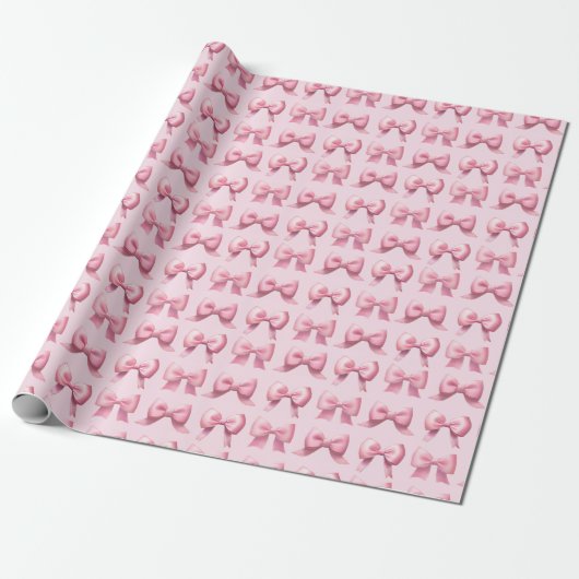 Pink Holiday Bow Gift Wrapping Paper Geschenkpapier (Ungerollt)