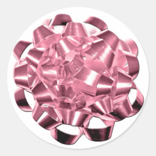 Pink Holiday Bow Weihnachtskarten Aufkleber
