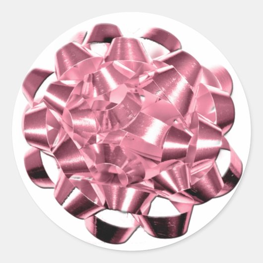 Pink Holiday Bow Weihnachtskarten Aufkleber (Vorderseite)