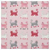 Pink Holiday Cats Stoff (Muster)