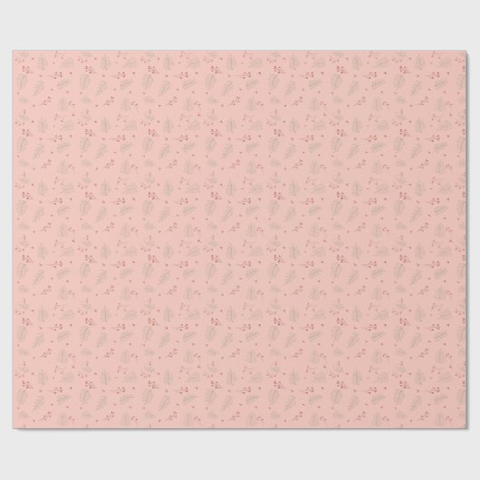 Pink Holiday Greenery Geschenkpapier (Flach)