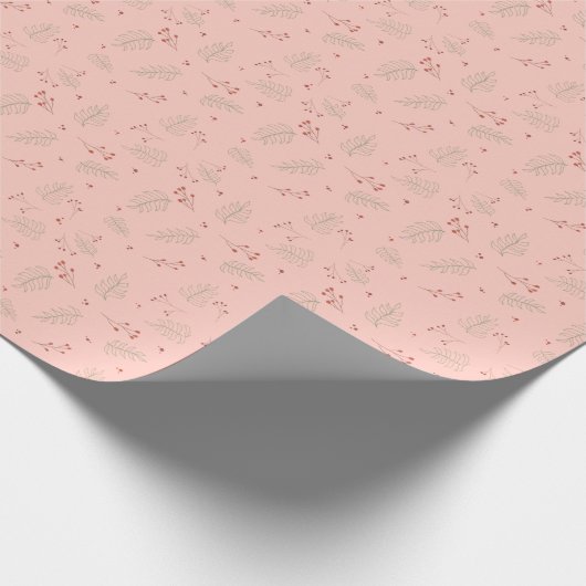 Pink Holiday Greenery Geschenkpapier (Ecke)