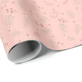 Pink Holiday Greenery Geschenkpapier (Rolleneckpunkt)