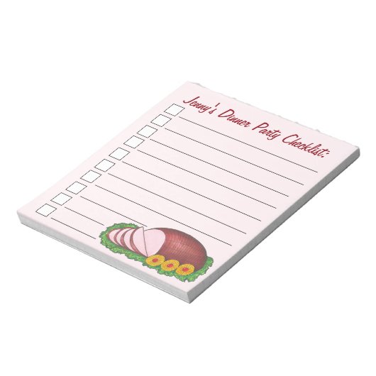 Pink Holiday Ham Weihnachts Ostern Abendessen Part Notizblock (Rotiert)