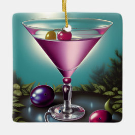 Pink Holiday Martini Keramikornament