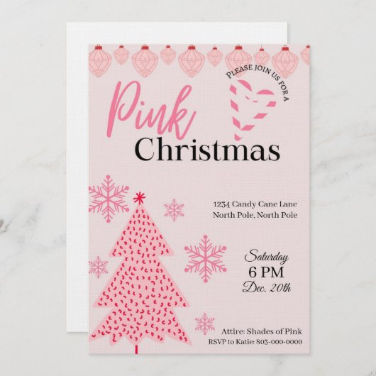 Pink Holiday Party Invitation Einladung (Vorne/Hinten)