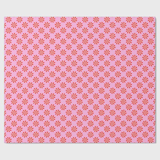 Pink Holiday Peppermint Candy Cane Muster Geschenkpapier (Flach)