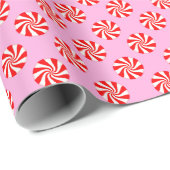 Pink Holiday Peppermint Candy Cane Muster Geschenkpapier (Rolleneckpunkt)