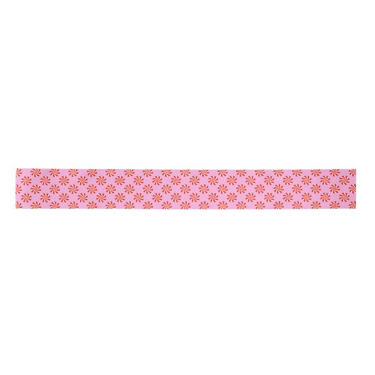Pink Holiday Peppermint Candy Cane Pattern Satinband (Vorderseite)