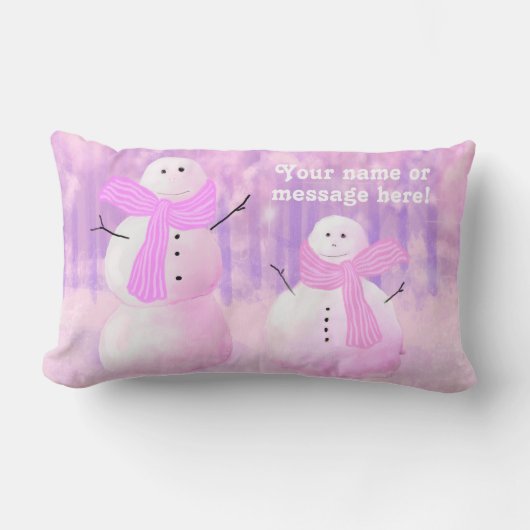 Pink Holiday Personalisiert Snowman Throw Kissen (Vorderseite)