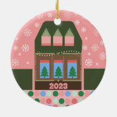 Pink Holiday Village Keramik Ornament (Hinten)