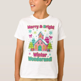 "Pink Holiday Village Magic" T-Shirt