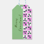 Pink Holly Checkered Pattern Geschenkanhänger (Vorderseite)