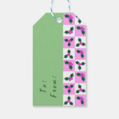 Pink Holly Checkered Pattern Geschenkanhänger (Rückseite)