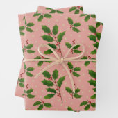 Pink Holly Geschenkpackung 3 Packung Geschenkpapier Set (Beispiel)