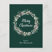 Pink Holly Wreath Frohe Weihnachten (Vorderseite)