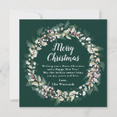 Pink Holly Wreath Frohe Weihnachten (Vorderseite)