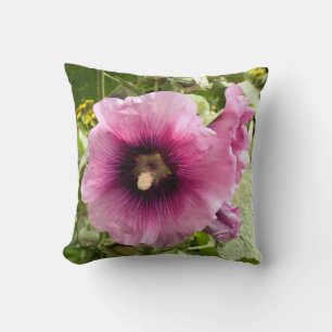 PINK HOLLYHOCK BLUME KISSEN