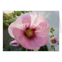 Pink Hollyhock Blume Ostercard