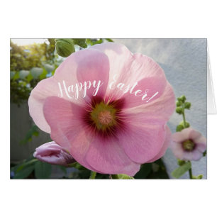 Pink Hollyhock Blume Ostercard