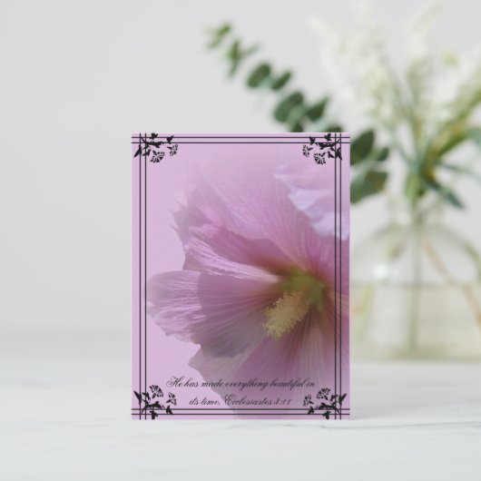 Pink Hollyhock Postkarte (Stehend Vorderseite)