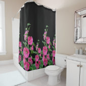 Pink Hollyhocks auf schwarz Duschvorhang (Beispiel)