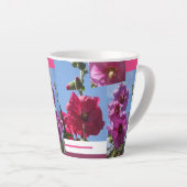 Pink Hollyhocks Design Latte Tasse (Rechte Ecke)