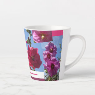 Pink Hollyhocks Design Latte Tasse