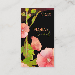 Pink Hollyhocks Elegant Florist Visitenkarte