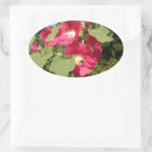 Pink Hollyhocks Ovaler Aufkleber (Tasche)