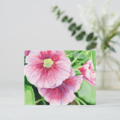 Pink Hollyhocks Postcard Postkarte (Stehend Vorderseite)