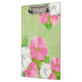 Pink Hollyhocks Watercolor Blume Soft Green Klemmbrett (Links)