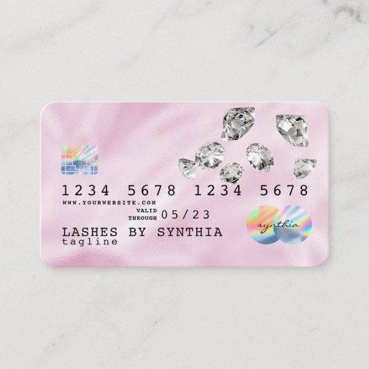 Pink Holograph Unicorn Kreditkartendiamanten Visitenkarte (Vorderseite)