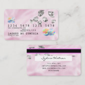 Pink Holograph Unicorn Kreditkartendiamanten Visitenkarte (Vorne/Hinten)