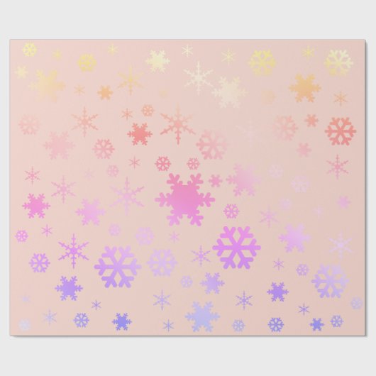 Pink Holographic Christmas Snowflake Pattern Geschenkpapier (Flach)