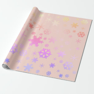 Pink Holographic Christmas Snowflake Pattern Geschenkpapier