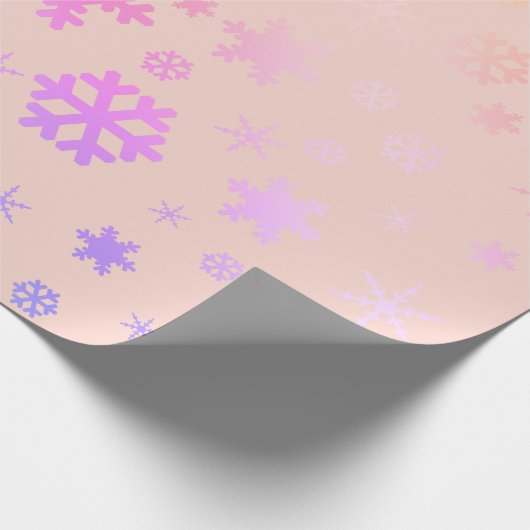 Pink Holographic Christmas Snowflake Pattern Geschenkpapier (Ecke)