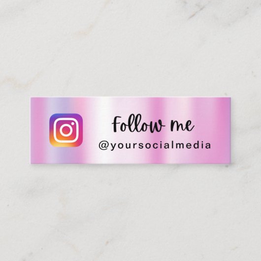 Pink Holographic Follow Me Mini Card Mini Visitenkarte (Vorderseite)