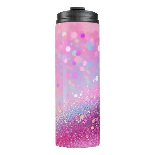Pink Holographic Glitzer Thermal Tumbler 12oz Thermosbecher (Vorderseite)