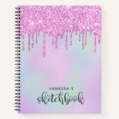 Pink Holographic Glitzer Tropfens Artist Sketchboo Notizblock (Vorderseite)