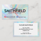 Pink Holographic Hair & Makeup Trendy Visitenkarte (Vorne/Hinten)