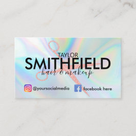 Pink Holographic Hair & Makeup Trendy Visitenkarte