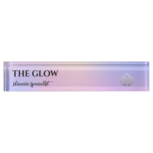 Pink Holographic Iridescent Esthetician Namensplakette (Vorderseite)