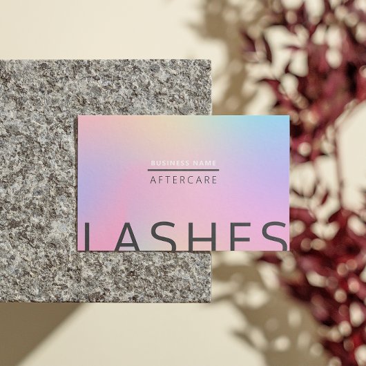 Pink Holographic Iridesing Lash Client nach Pflege Visitenkarte