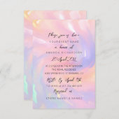 Pink Holographic Pastels Sweet 16. Wedding Einladung (Vorne/Hinten)