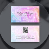 Pink Holographic QR Code Luxe Visitenkarte