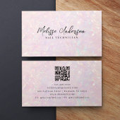 Pink Holographic QR Code Luxe Visitenkarte