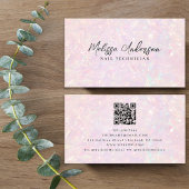 Pink Holographic QR Code Luxe Visitenkarte