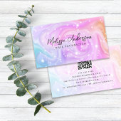 Pink Holographic QR Code Luxe Visitenkarte